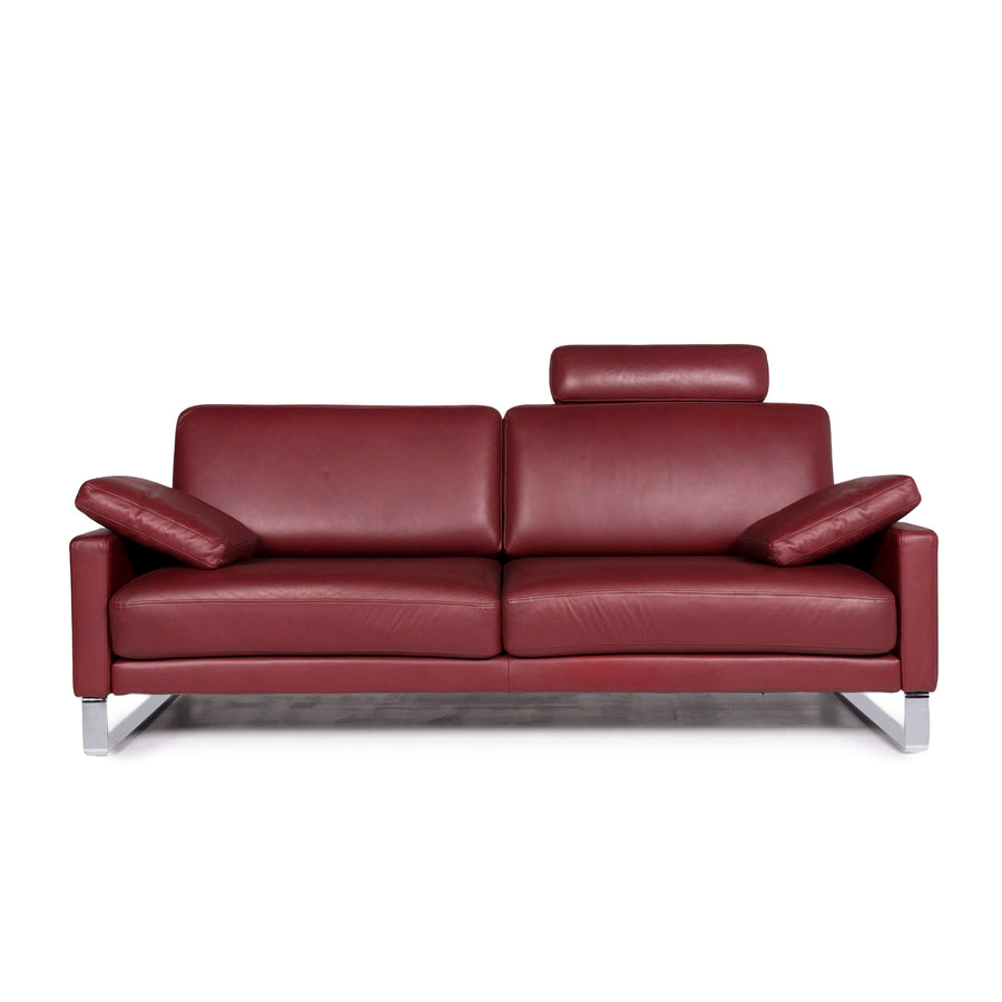 Rolf Benz Ego Leder Sofa Rot Weinrot Dreisitzer Couch #10805