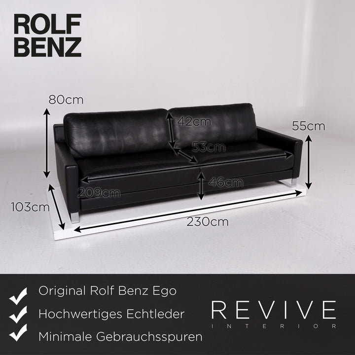 Rolf Benz Ego Leder Sofa Schwarz Zweisitzer Couch #11303