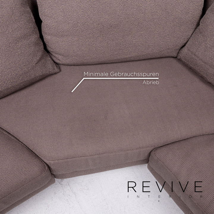 Rolf Benz Ego Stoff Ecksofa Grau Beigegrau Taupe Sofa Couch inkl. Glastisch #11149