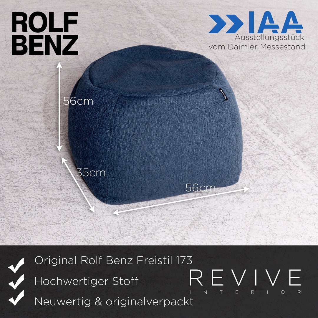 Rolf Benz Freistil 173 Designer Hocker Garnitur Stoff Blau Grau Türkis Pouf #8889