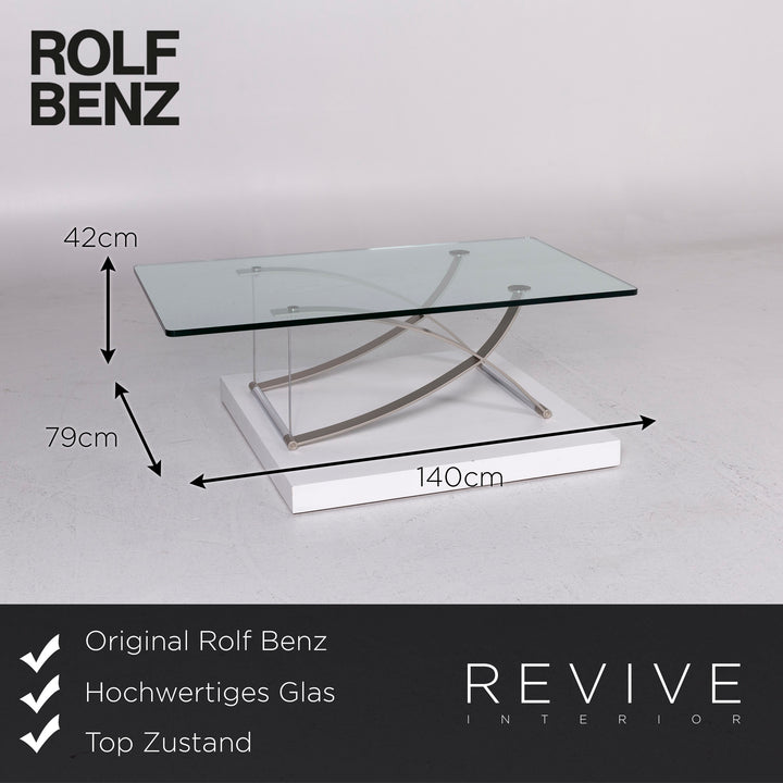 Rolf Benz glass coffee table silver table #11039