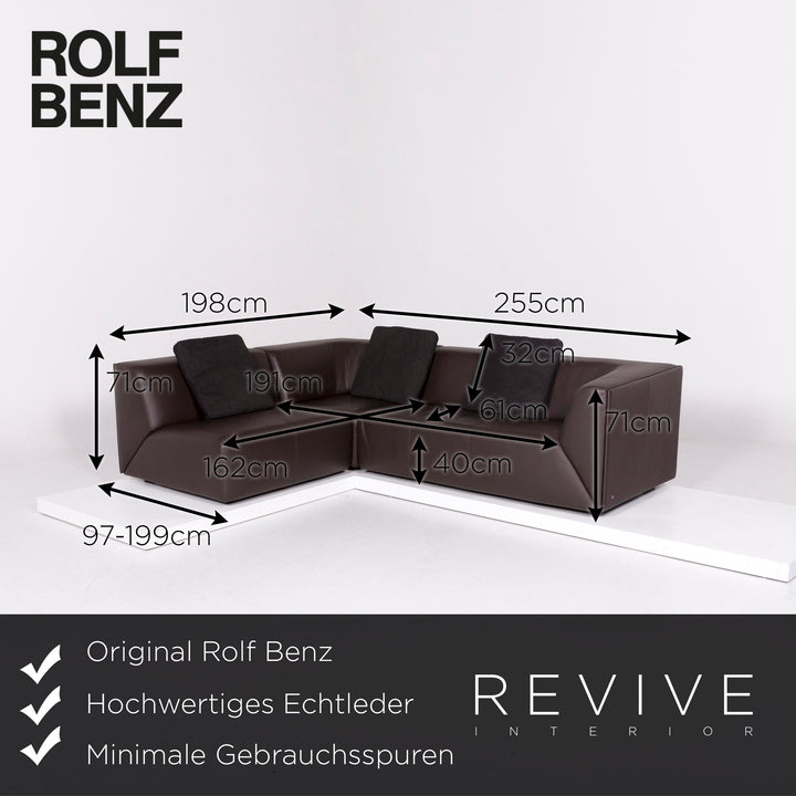 Rolf Benz Leder Ecksofa Braun Dunkelbraun Sofa Couch #10986