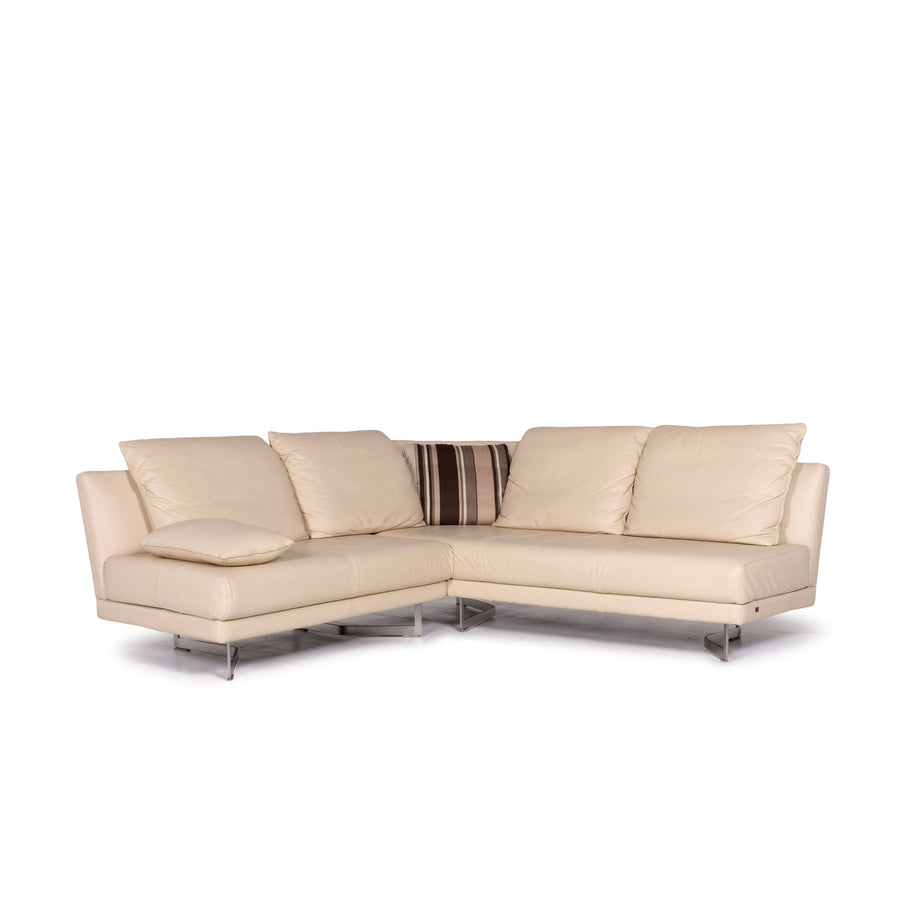 Rolf Benz Leather Corner Sofa Cream Sofa Couch #11031