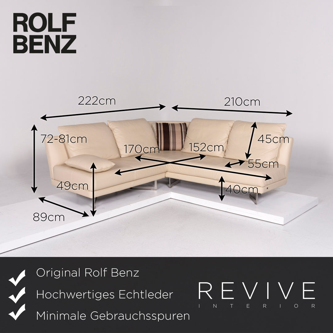 Rolf Benz Leather Corner Sofa Cream Sofa Couch #11031