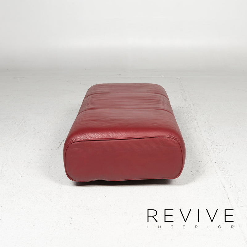 Rolf Benz Leder Sofa Garnitur Rot 1x Dreisitzer 1x Sessel 1x Hocker 