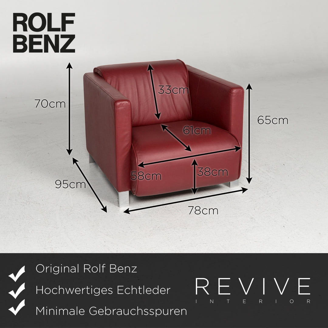 Rolf Benz Leder Sessel Rot #11883