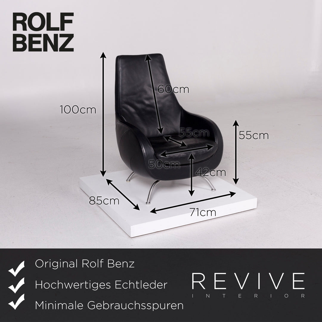 Rolf Benz Leather Armchair Black #11663