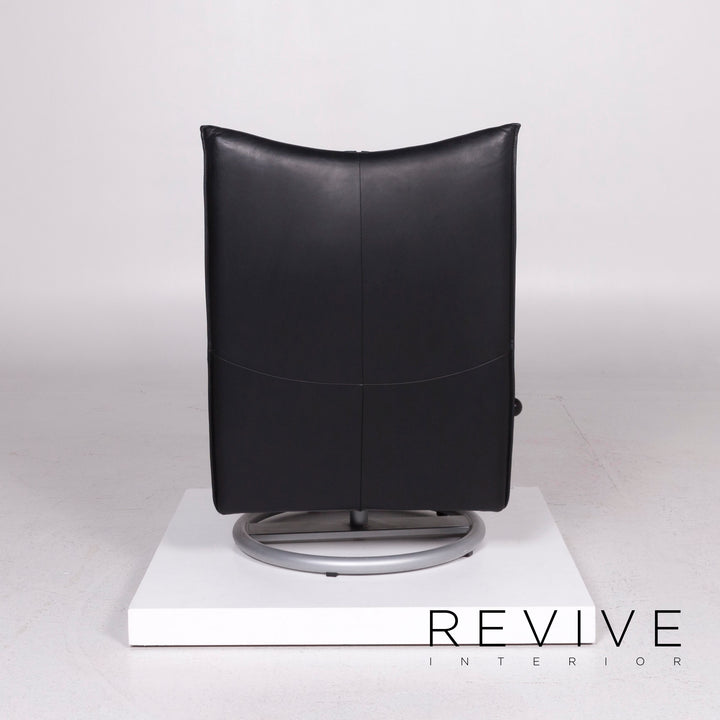 Rolf Benz leather armchair black incl. stool #11511