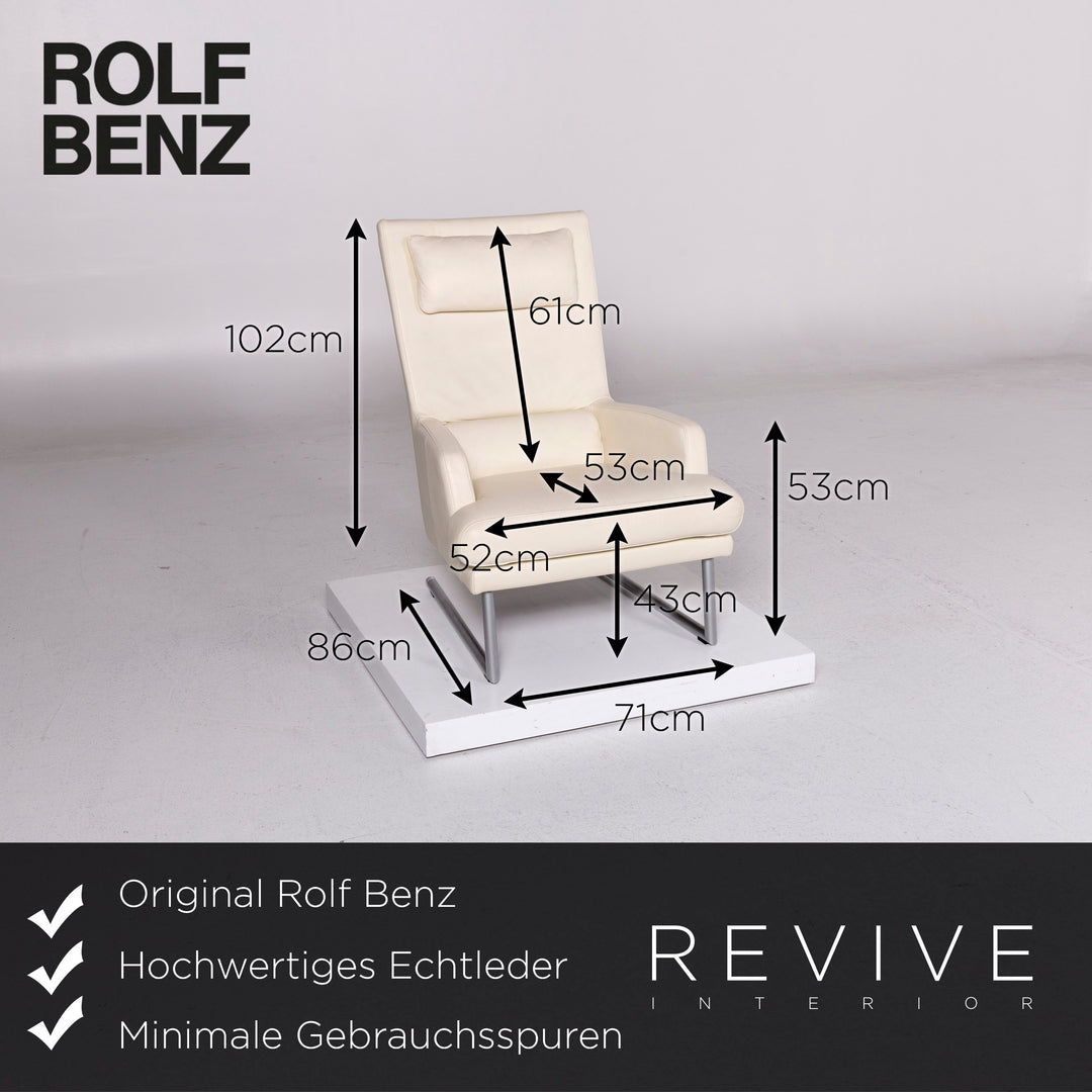 Rolf Benz Leder Sessel inkl. Hocker Creme #11111