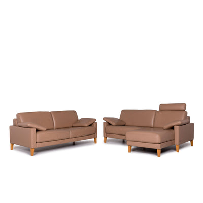 Rolf Benz Leder Sofa Garnitur Braun 1x Ecksofa 1x Zweisitzer #11184