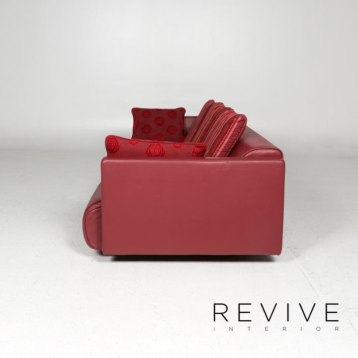 Rolf Benz Leder Sofa Rot Dreisitzer Couch #11885