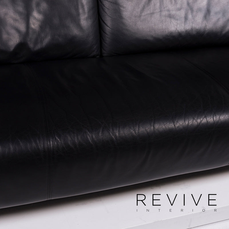 Rolf Benz Leder Sofa Schwarz Dreisitzer 