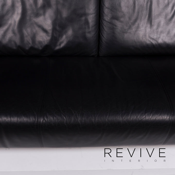 Rolf Benz Leder Sofa Schwarz Dreisitzer #10809