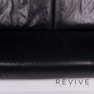 Rolf Benz Leder Sofa Schwarz Dreisitzer #10809
