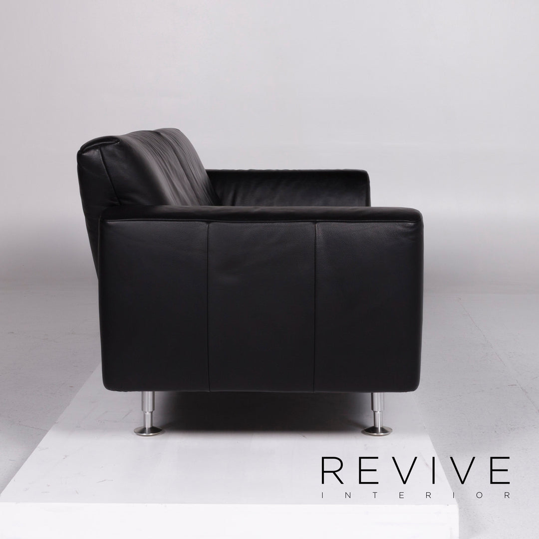 Rolf Benz Leder Sofa Schwarz Dreisitzer #10809