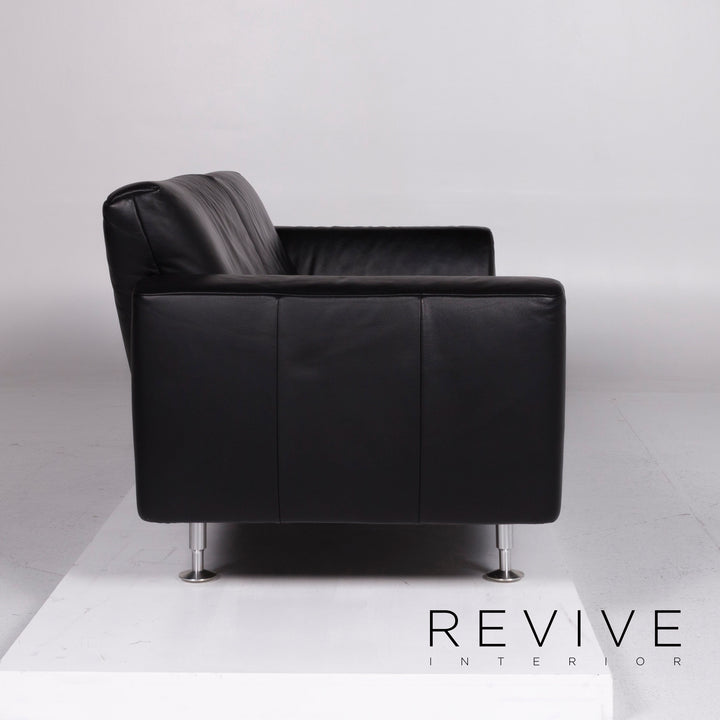 Rolf Benz Leder Sofa Schwarz Dreisitzer #10809