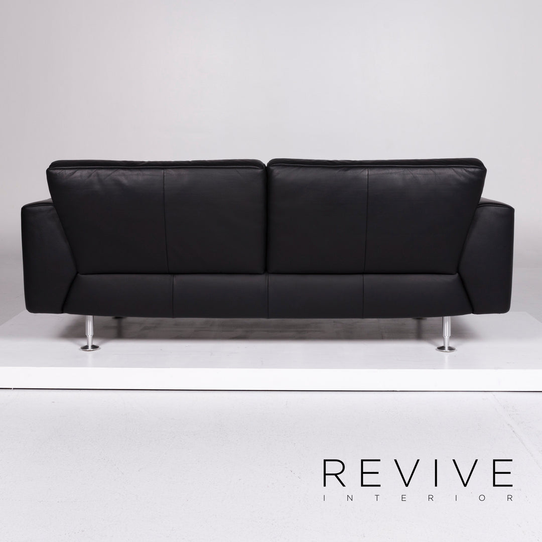Rolf Benz Leder Sofa Schwarz Dreisitzer #10809