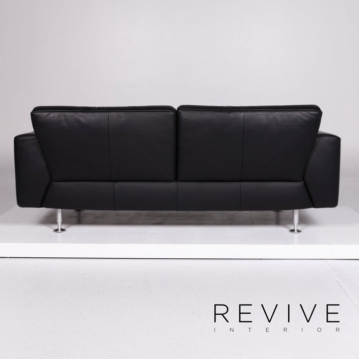 Rolf Benz Leder Sofa Schwarz Dreisitzer #10809