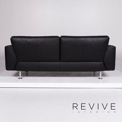Rolf Benz Leder Sofa Schwarz Dreisitzer #10809