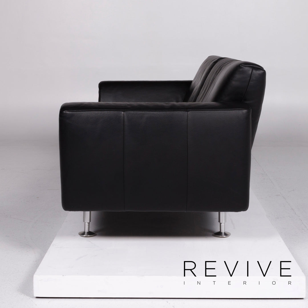 Rolf Benz Leder Sofa Schwarz Dreisitzer #10809