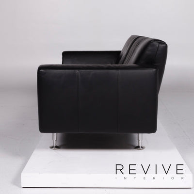 Rolf Benz Leder Sofa Schwarz Dreisitzer #10809