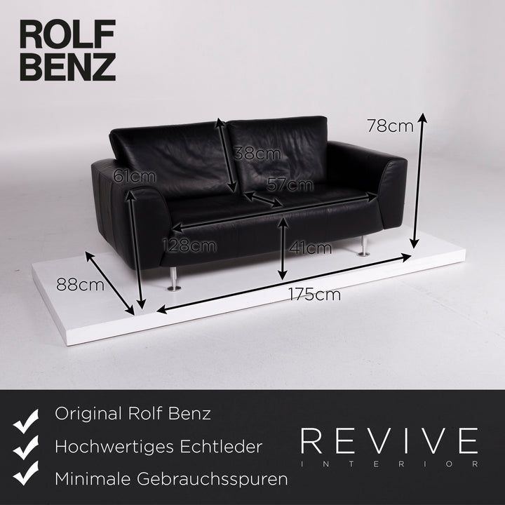 Rolf Benz leather sofa set black three-seater two-seater #10882