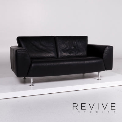 Rolf Benz Leder Sofa Schwarz Zweisitzer #10808