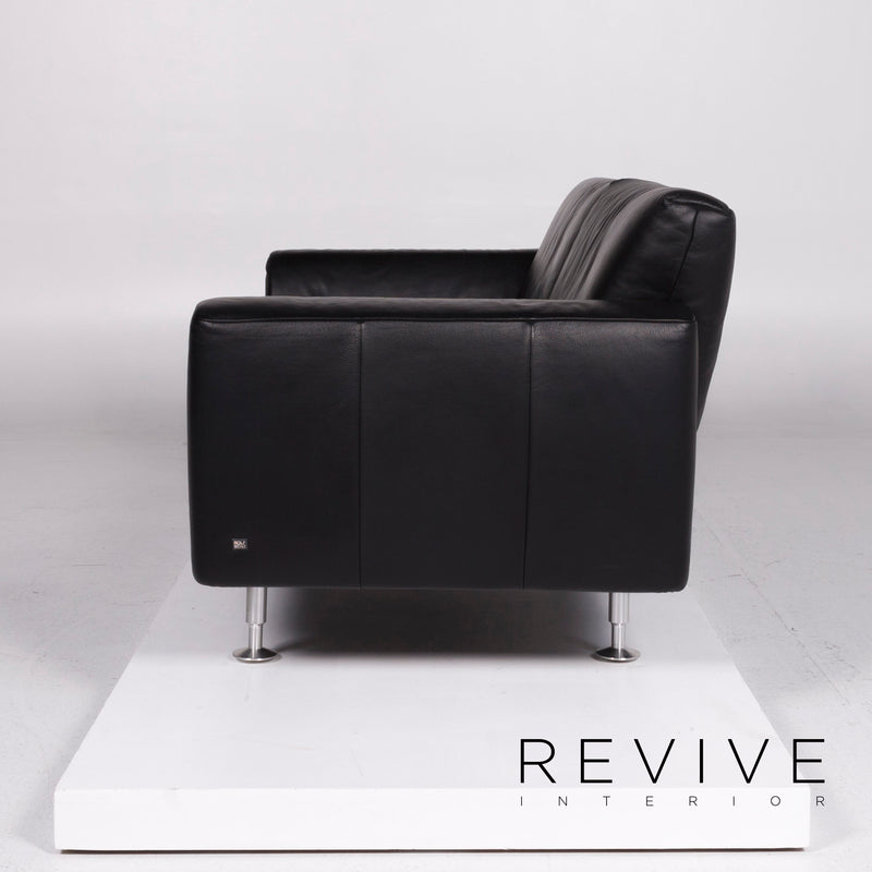 Rolf Benz Leder Sofa Schwarz Zweisitzer 