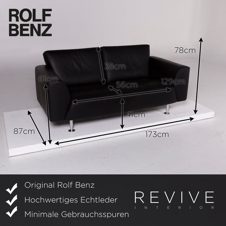 Rolf Benz Leder Sofa Schwarz Zweisitzer #11245