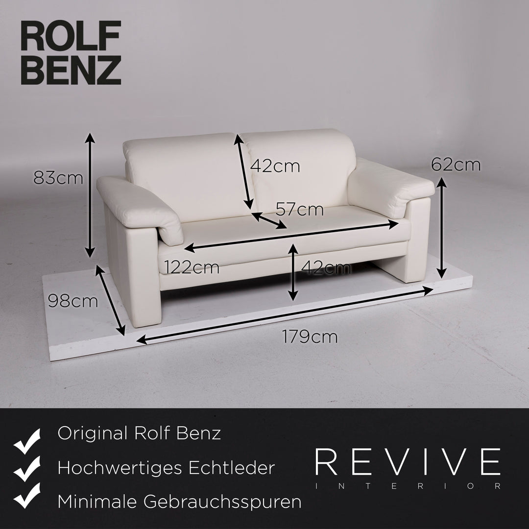 Rolf Benz Leder Sofa Garnitur Weiß 2x Zweisitzer Couch #11297