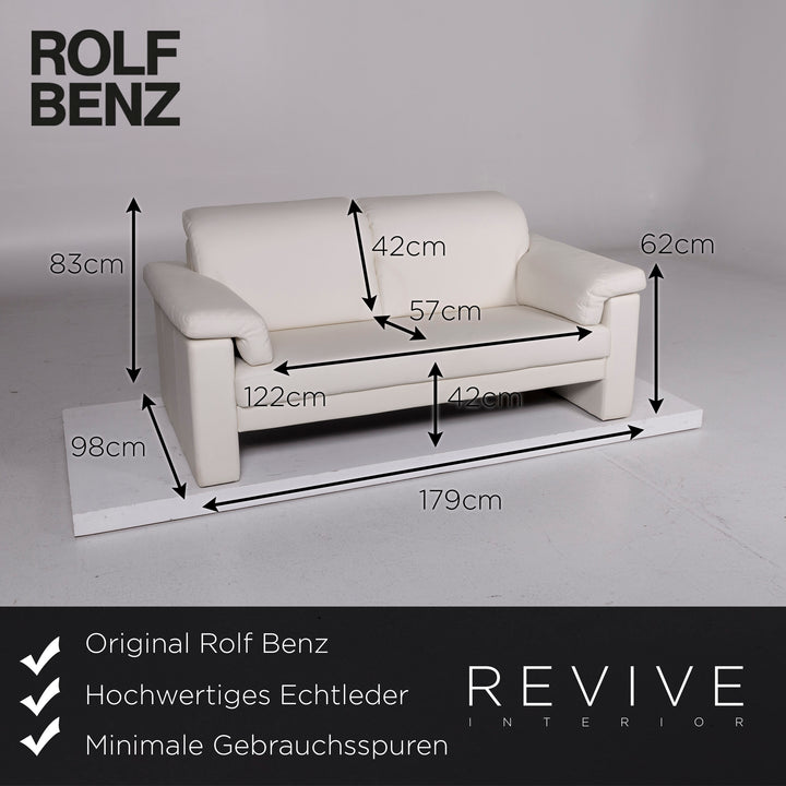 Rolf Benz leather sofa set white 2x two-seater couch #11297