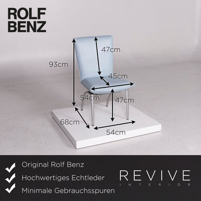 Rolf Benz Leder Stuhl Blau Hellblau Sessel #12221