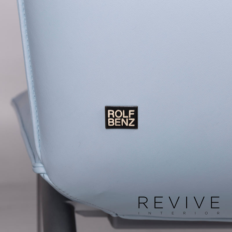 Rolf Benz Leder Stuhl Blau Hellblau Sessel 
