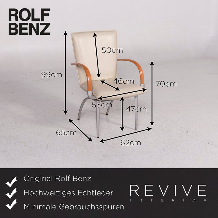 Rolf Benz Leder Stuhl Garnitur Creme 6x Sessel #11995