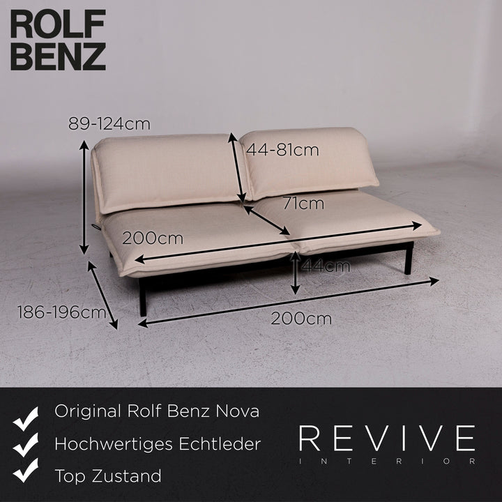Rolf Benz Nova fabric sofa beige two-seater relax sofa bed function couch #9861