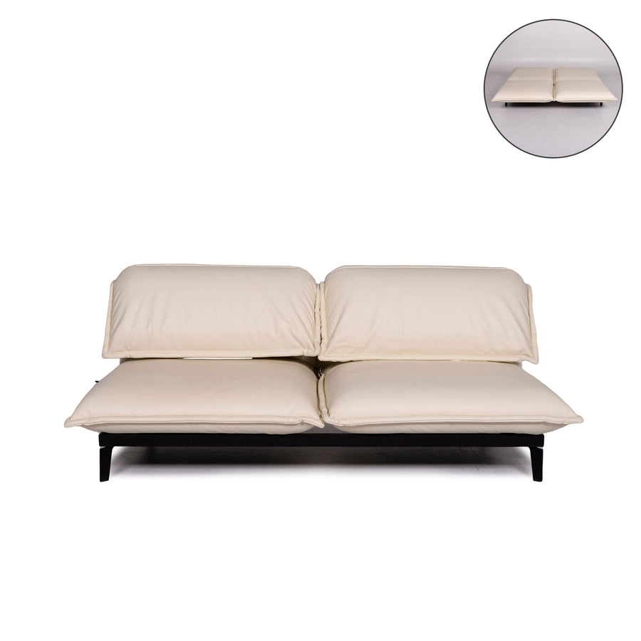 Rolf Benz Nova Leder Schlafsofa Creme Zweisitzer Sofa Relaxfunktion Schlaffunktion Funktion Couch #10659