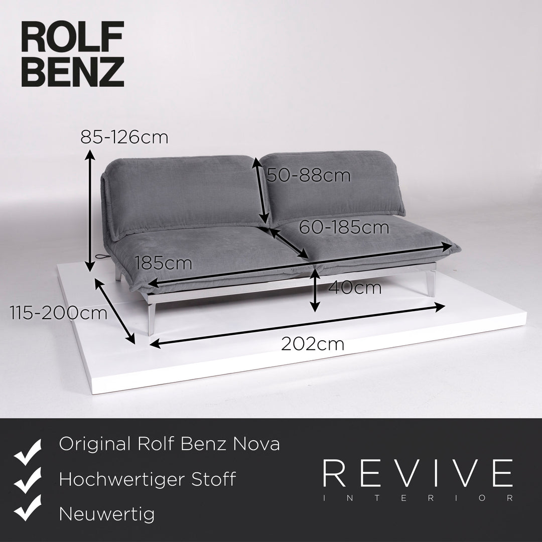 Rolf Benz Nova Stoff Schlafsofa Grau Zweisitzer Schlaffunktion Funktion Couch #10504