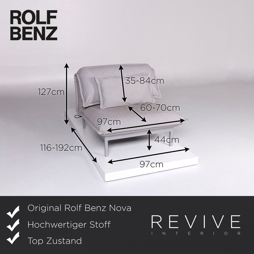 Rolf Benz Nova Stoff Sessel Grau Relaxfunktion Schlaffunktion Funktion Schlafsofa #10194