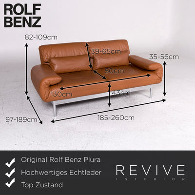 Rolf Benz Plura Leder Sofa Cognac Braun Dreisitzer Couch Funktion #8896