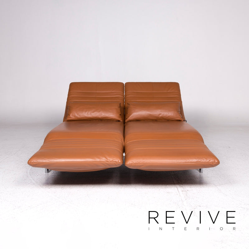 Rolf Benz Plura Leder Sofa Cognac Braun Dreisitzer Couch Funktion 