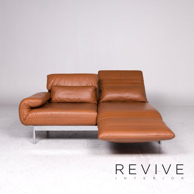 Rolf Benz Plura Leder Sofa Cognac Braun Dreisitzer Couch Funktion #8896