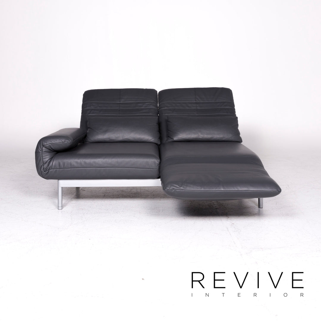 Rolf Benz Plura Designer Leder Sofa Garnitur Grau Dreisitzer Couch #8871