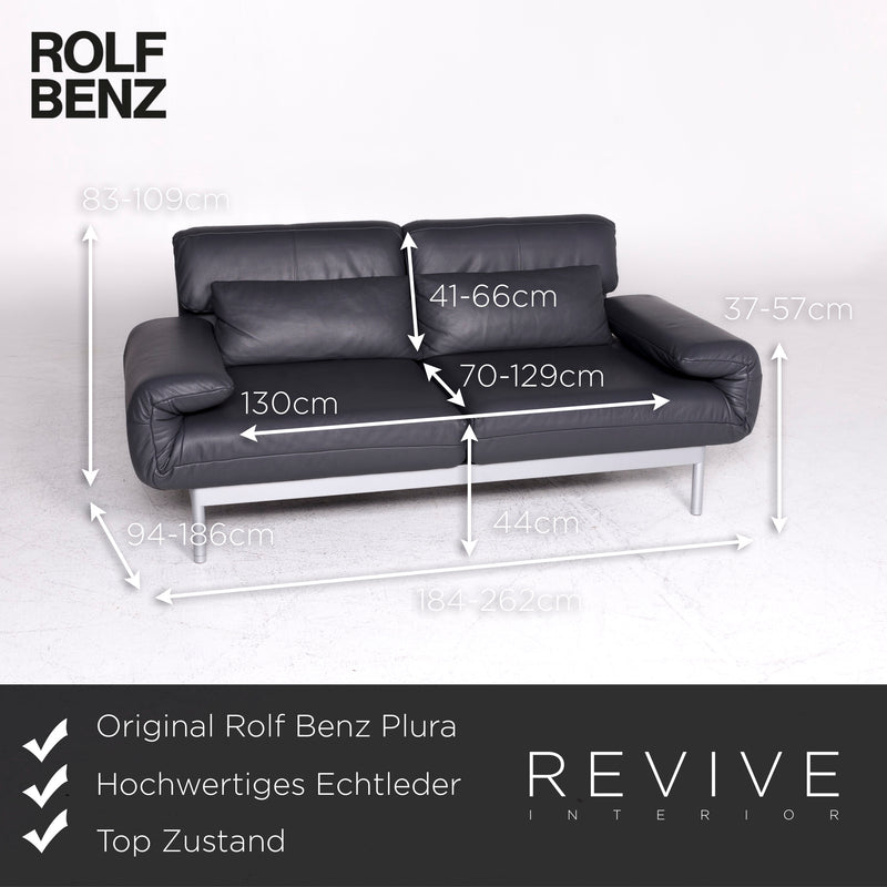 Rolf Benz Plura Designer Leder Sofa Grau Zweisitzer Couch 