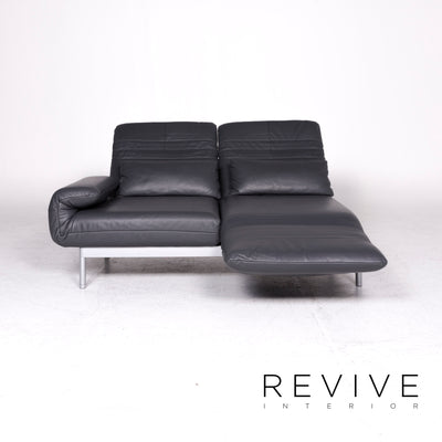 Rolf Benz Plura Designer Leder Sofa Grau Zweisitzer Couch #8972