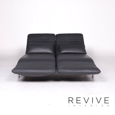 Rolf Benz Plura Designer Leder Sofa Grau Zweisitzer Couch #8972