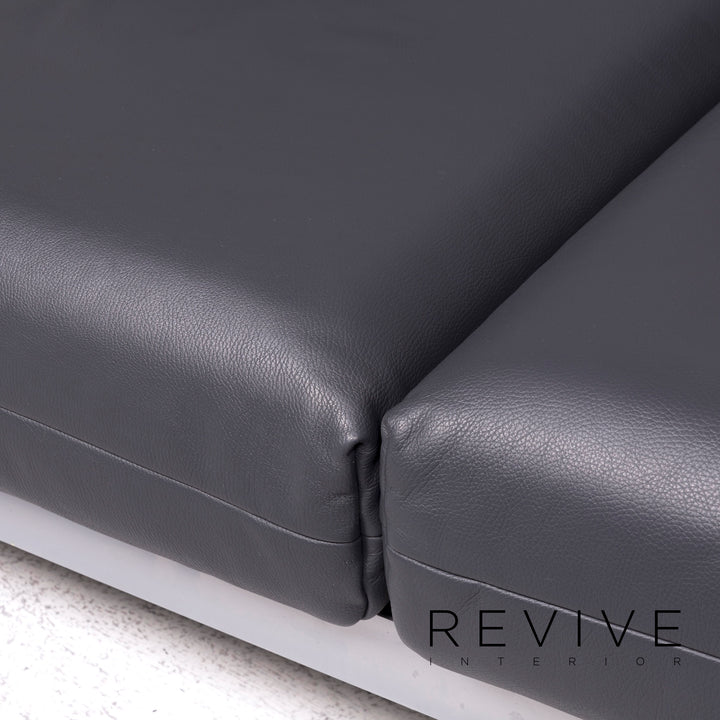 Rolf Benz Plura Designer Leder Sofa Grau Zweisitzer Couch #8972
