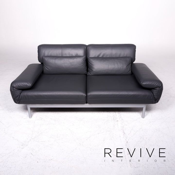 Rolf Benz Plura Designer Leder Sofa Grau Zweisitzer Couch #8972