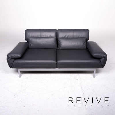 Rolf Benz Plura Designer Leder Sofa Grau Zweisitzer Couch #8972