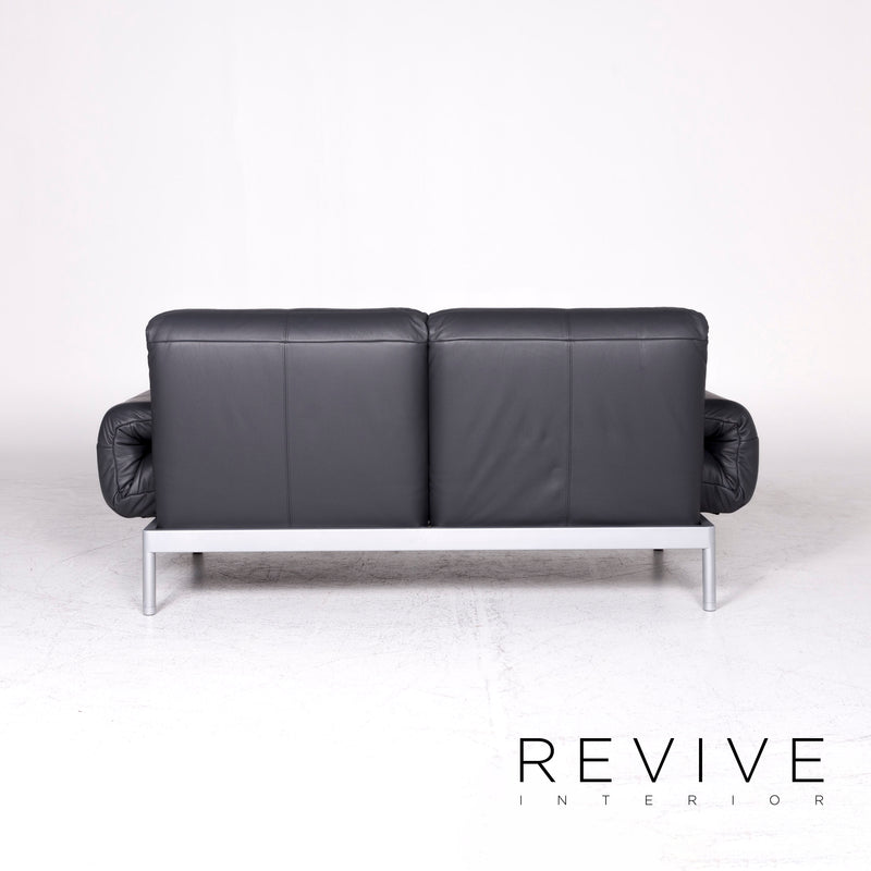 Rolf Benz Plura Designer Leder Sofa Grau Zweisitzer Couch 