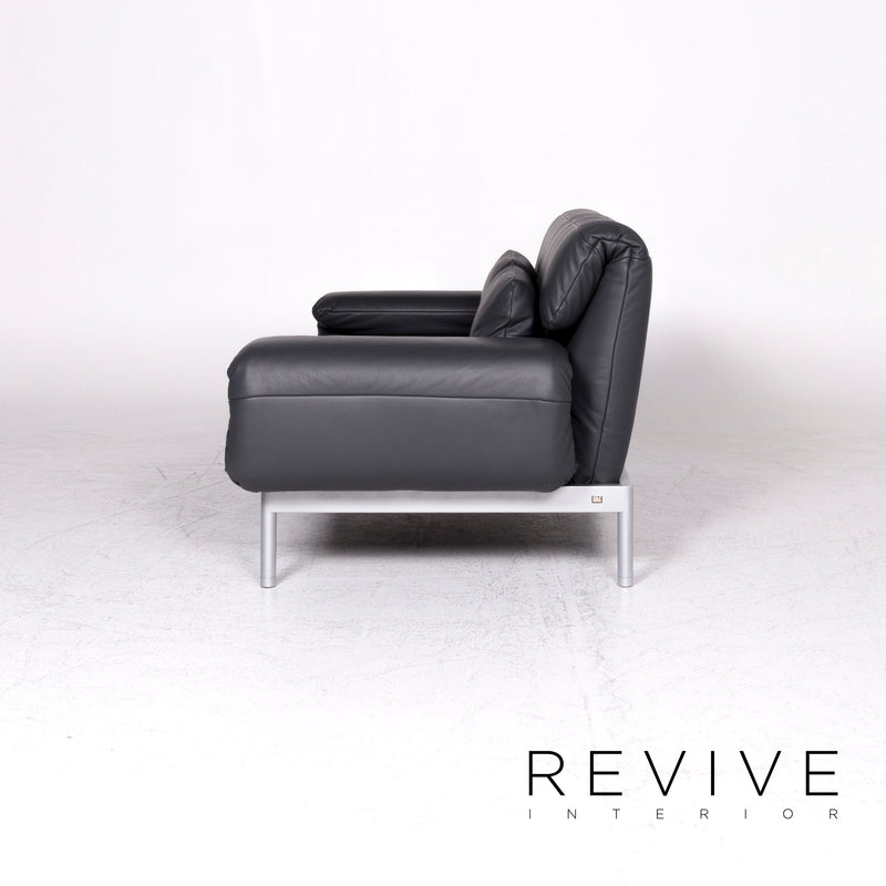 Rolf Benz Plura Designer Leder Sofa Grau Zweisitzer Couch 
